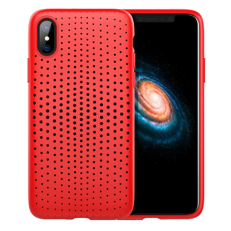 For iPhone X / XS ROCK Mesh Style TPU Breathable Soft Protective Back Cover Case