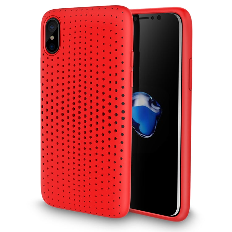 For iPhone X / XS ROCK Mesh Style TPU Breathable Soft Protective Back Cover Case