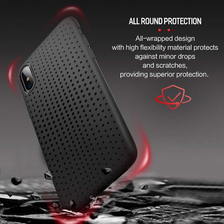 For iPhone X / XS ROCK Mesh Style TPU Breathable Soft Protective Back Cover Case