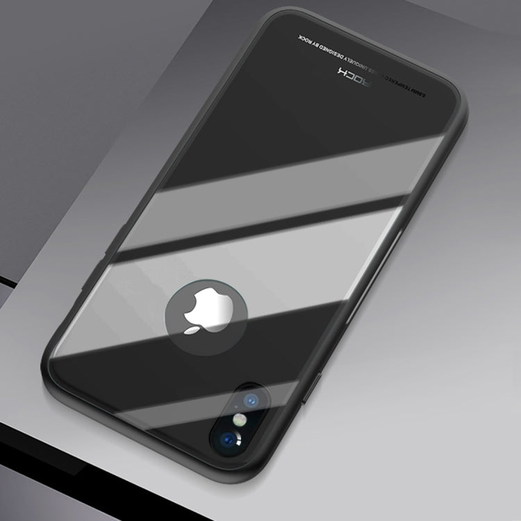 For iPhone X / XS ROCK Dropproof Tempered Glass Surface Protective Cover(Black)