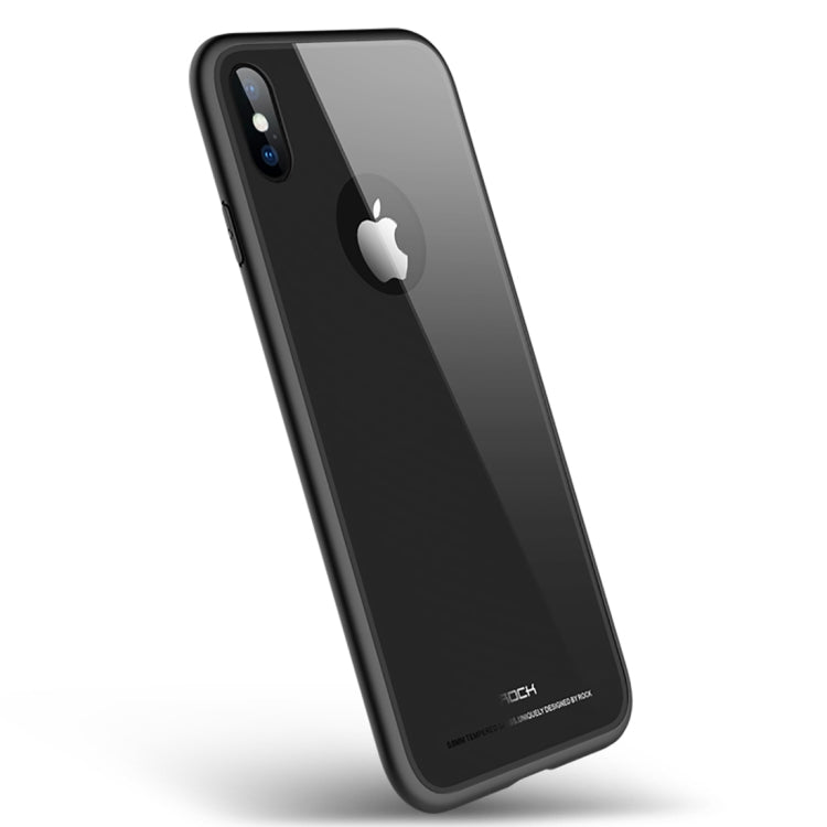 For iPhone X / XS ROCK Dropproof Tempered Glass Surface Protective Cover(Black)
