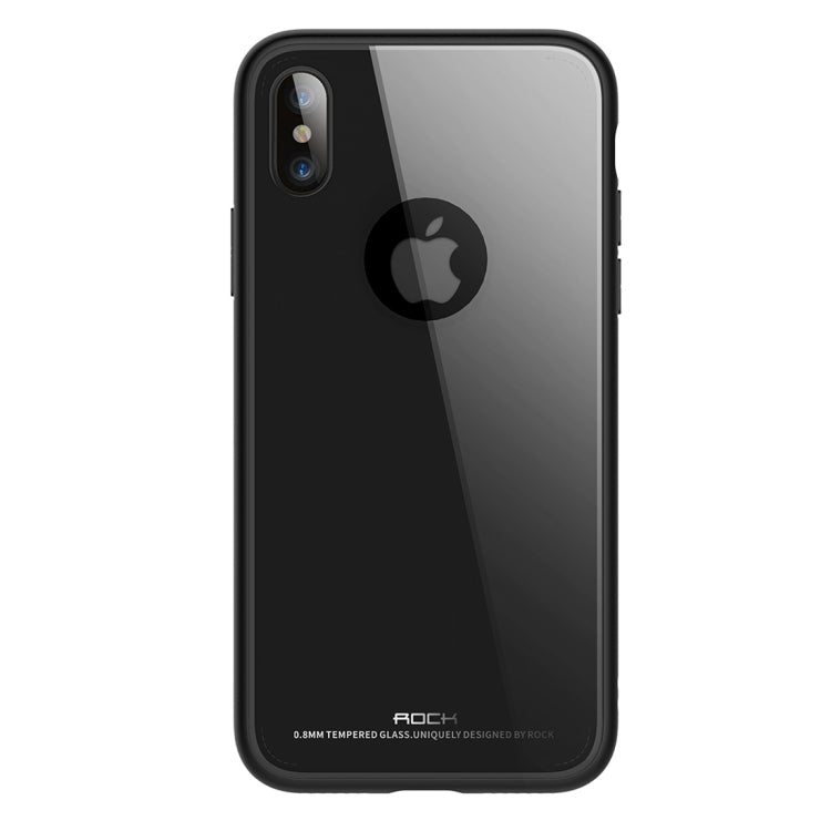 For iPhone X / XS ROCK Dropproof Tempered Glass Surface Protective Cover(Black)