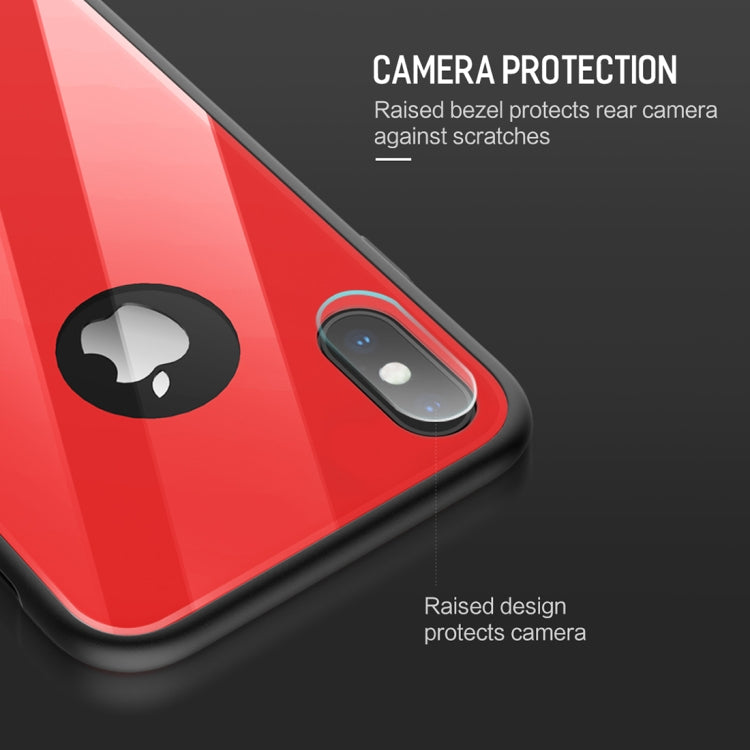 For iPhone X / XS ROCK Dropproof Tempered Glass Surface Protective Cover(Black)