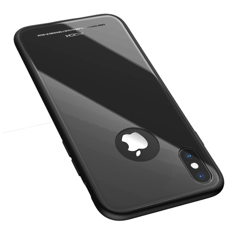 For iPhone X / XS ROCK Dropproof Tempered Glass Surface Protective Cover(Black)