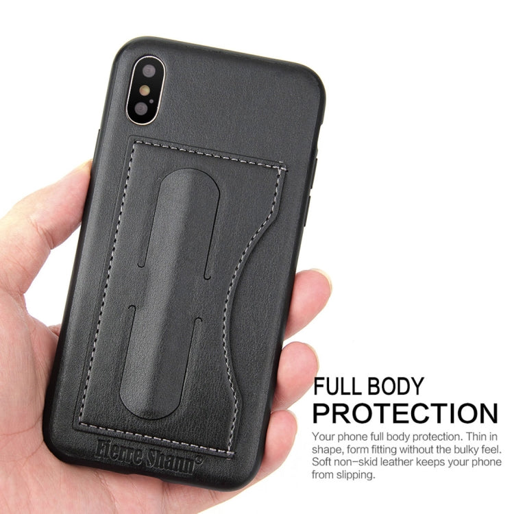 For iPhone X / XS Fierre Shann Full Coverage Protective Leather Case with Holder & Card Slot