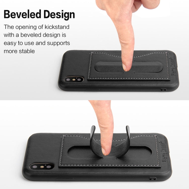 For iPhone X / XS Fierre Shann Full Coverage Protective Leather Case with Holder & Card Slot