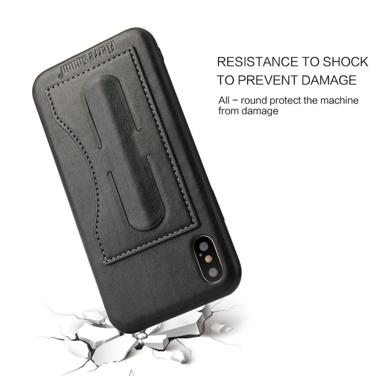 For iPhone X / XS Fierre Shann Full Coverage Protective Leather Case with Holder & Card Slot