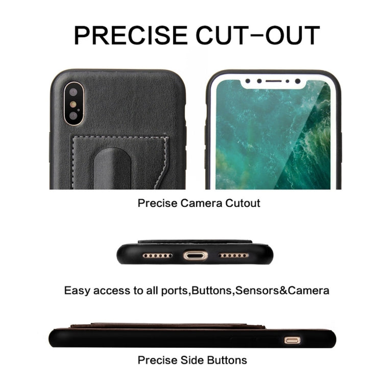 For iPhone X / XS Fierre Shann Full Coverage Protective Leather Case with Holder & Card Slot