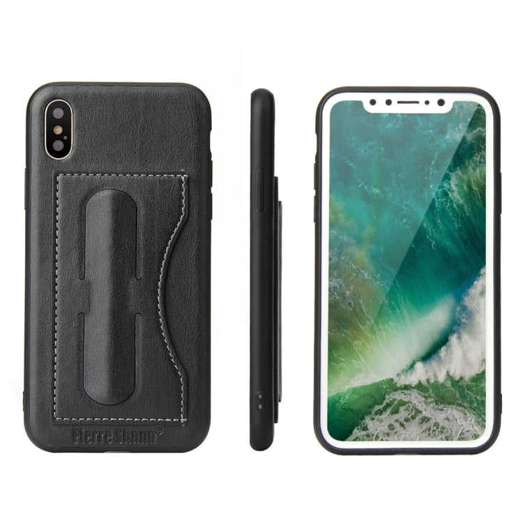 For iPhone X / XS Fierre Shann Full Coverage Protective Leather Case with Holder & Card Slot