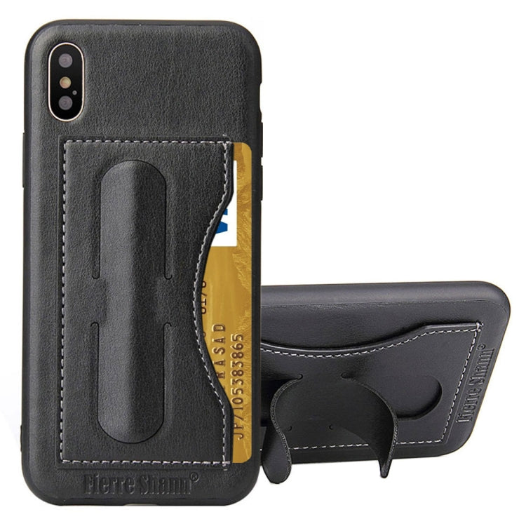 For iPhone X / XS Fierre Shann Full Coverage Protective Leather Case with Holder & Card Slot