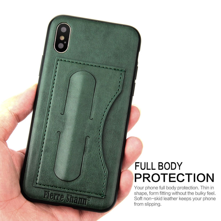 For iPhone X / XS Fierre Shann Full Coverage Protective Leather Case with Holder & Card Slot