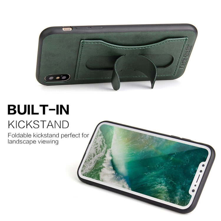 For iPhone X / XS Fierre Shann Full Coverage Protective Leather Case with Holder & Card Slot
