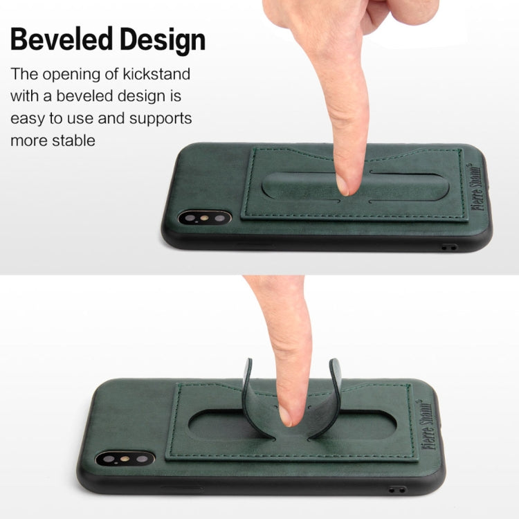 For iPhone X / XS Fierre Shann Full Coverage Protective Leather Case with Holder & Card Slot