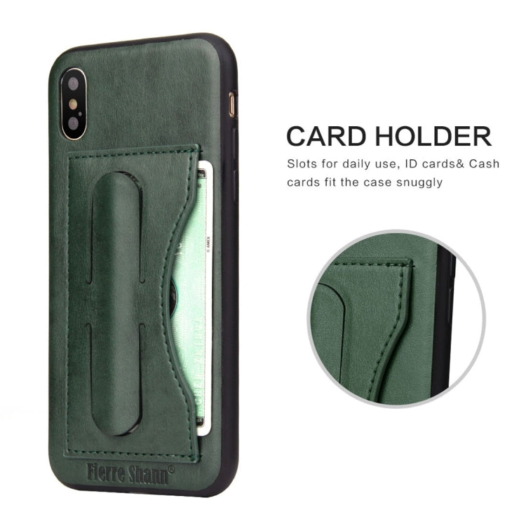 For iPhone X / XS Fierre Shann Full Coverage Protective Leather Case with Holder & Card Slot