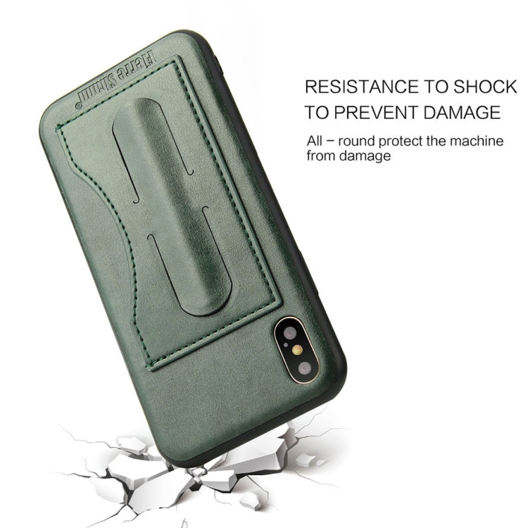 For iPhone X / XS Fierre Shann Full Coverage Protective Leather Case with Holder & Card Slot