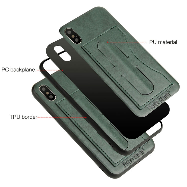 For iPhone X / XS Fierre Shann Full Coverage Protective Leather Case with Holder & Card Slot