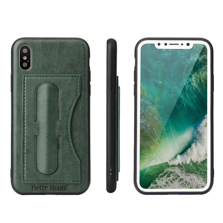 For iPhone X / XS Fierre Shann Full Coverage Protective Leather Case with Holder & Card Slot