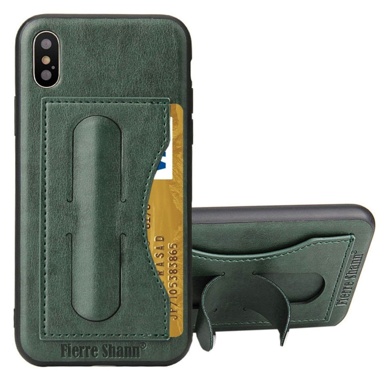 For iPhone X / XS Fierre Shann Full Coverage Protective Leather Case with Holder & Card Slot
