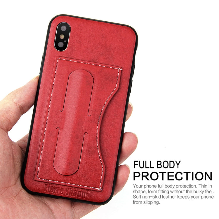 For iPhone X / XS Fierre Shann Full Coverage Protective Leather Case with Holder & Card Slot