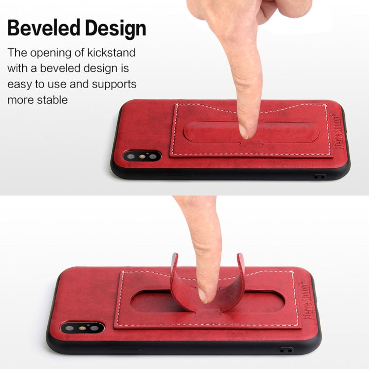 For iPhone X / XS Fierre Shann Full Coverage Protective Leather Case with Holder & Card Slot