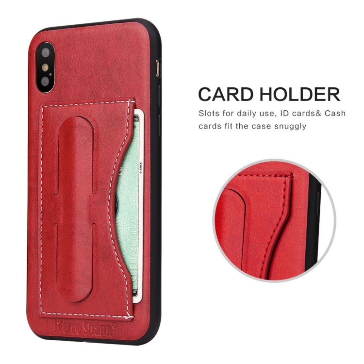 For iPhone X / XS Fierre Shann Full Coverage Protective Leather Case with Holder & Card Slot