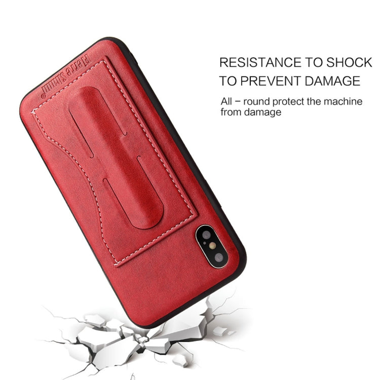 For iPhone X / XS Fierre Shann Full Coverage Protective Leather Case with Holder & Card Slot