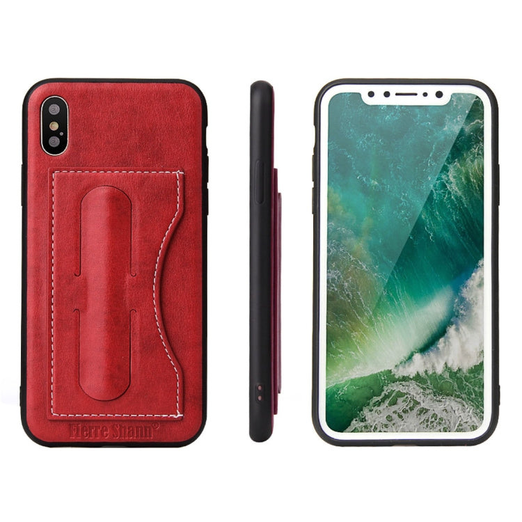 For iPhone X / XS Fierre Shann Full Coverage Protective Leather Case with Holder & Card Slot