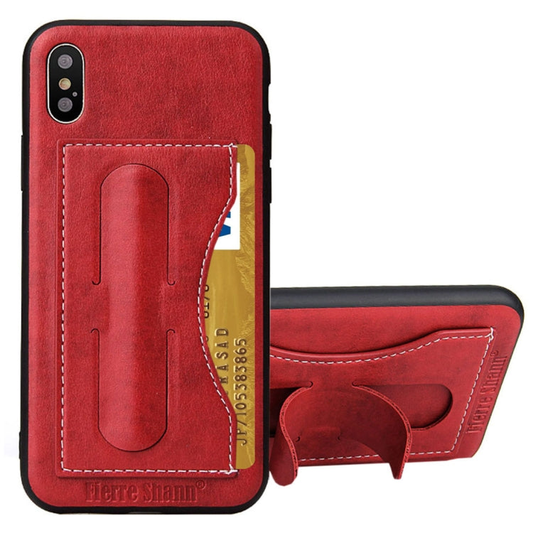 For iPhone X / XS Fierre Shann Full Coverage Protective Leather Case with Holder & Card Slot