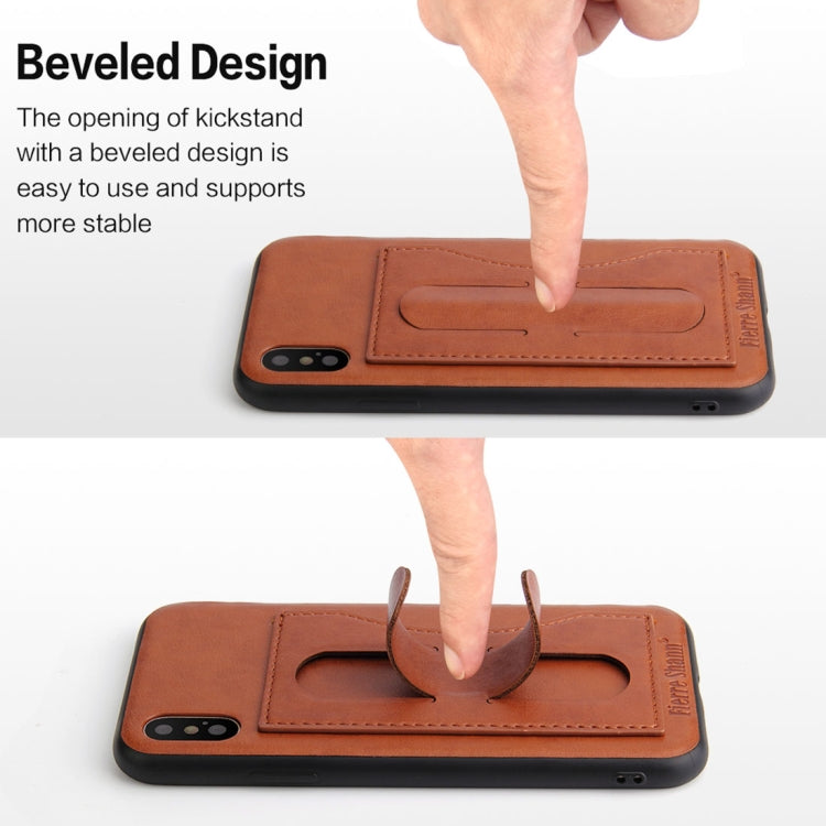 For iPhone X / XS Fierre Shann Full Coverage Protective Leather Case with Holder & Card Slot