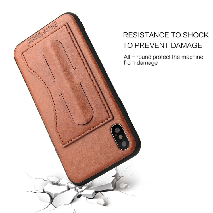 For iPhone X / XS Fierre Shann Full Coverage Protective Leather Case with Holder & Card Slot