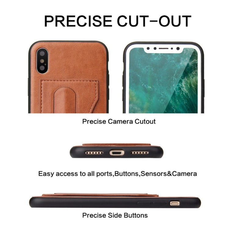 For iPhone X / XS Fierre Shann Full Coverage Protective Leather Case with Holder & Card Slot