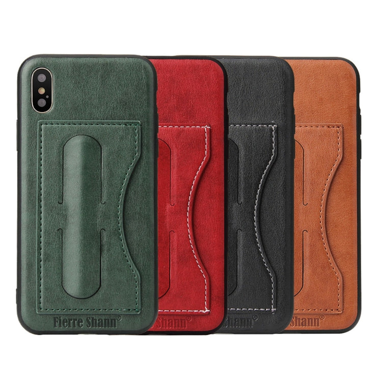 For iPhone X / XS Fierre Shann Full Coverage Protective Leather Case with Holder & Card Slot