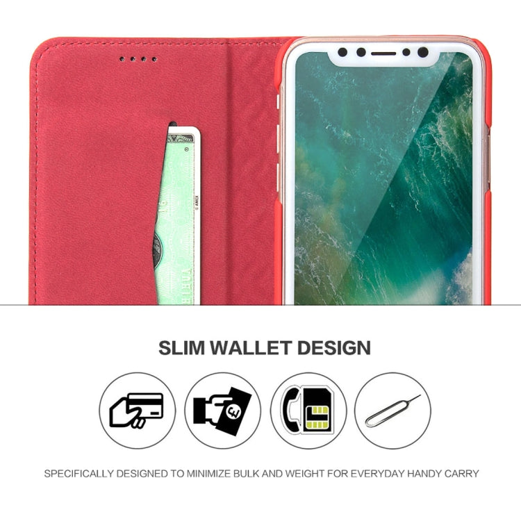 For iPhone X / XS Fierre Shann Copper Texture Magnetic Horizontal Flip Genuine Leather Case with Holder & Card Slot