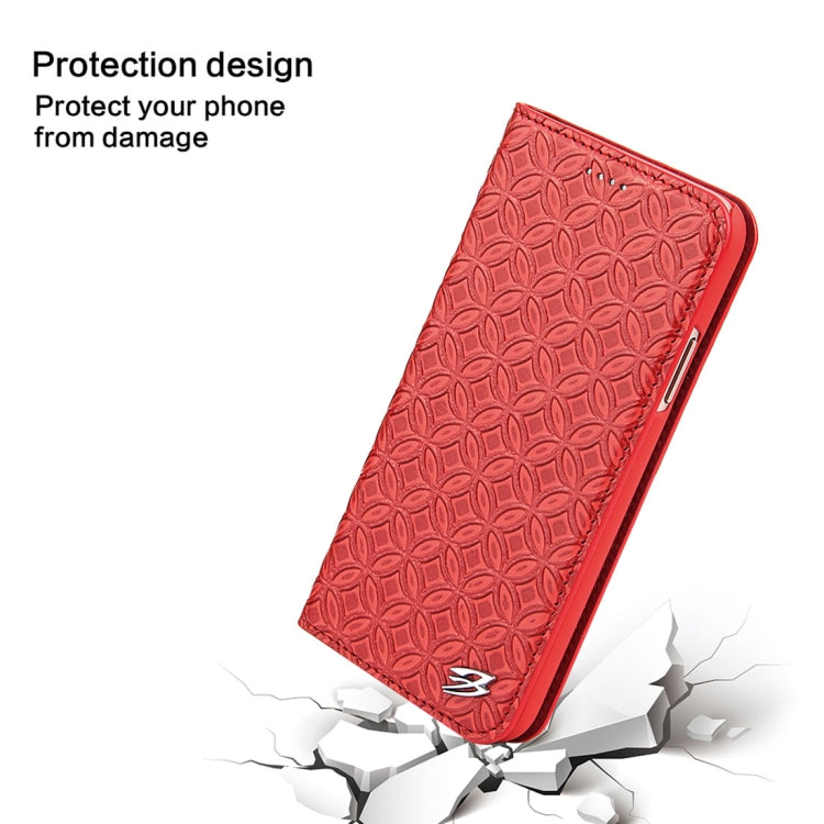 For iPhone X / XS Fierre Shann Copper Texture Magnetic Horizontal Flip Genuine Leather Case with Holder & Card Slot