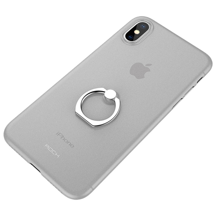 For iPhone X / XS ROCK Ultra-thin PP Shockproof Protective Back Cover Case with Ring Holder (Transparent)