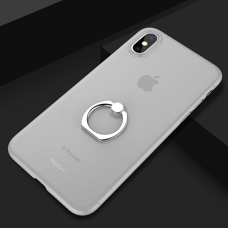 For iPhone X / XS ROCK Ultra-thin PP Shockproof Protective Back Cover Case with Ring Holder (Transparent)
