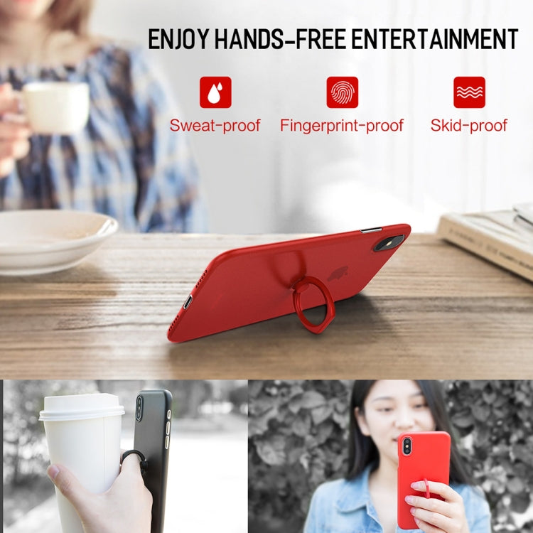 For iPhone X / XS ROCK Ultra-thin PP Shockproof Protective Back Cover Case with Ring Holder (Transparent)