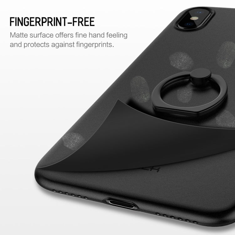For iPhone X / XS ROCK Ultra-thin PP Shockproof Protective Back Cover Case with Ring Holder (Transparent)