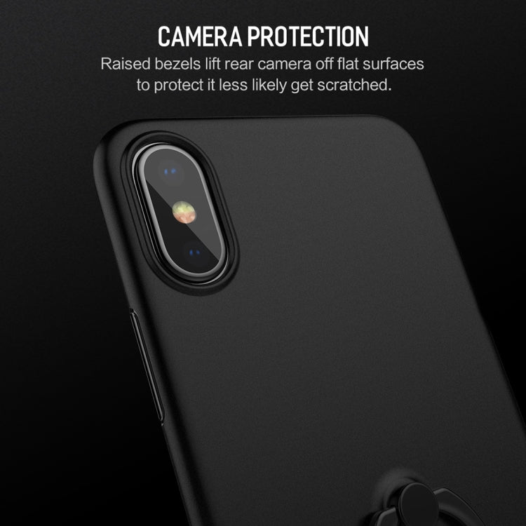 For iPhone X / XS ROCK Ultra-thin PP Shockproof Protective Back Cover Case with Ring Holder (Transparent)