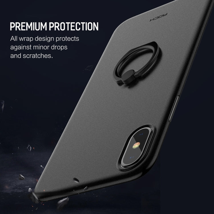 For iPhone X / XS ROCK Ultra-thin PP Shockproof Protective Back Cover Case with Ring Holder (Transparent)