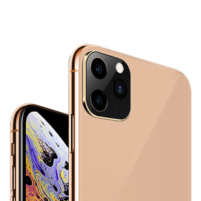 For iPhone X / XS / XS Max 3-lens Style Metal Rear Camera Lens Protector Film(Gold)