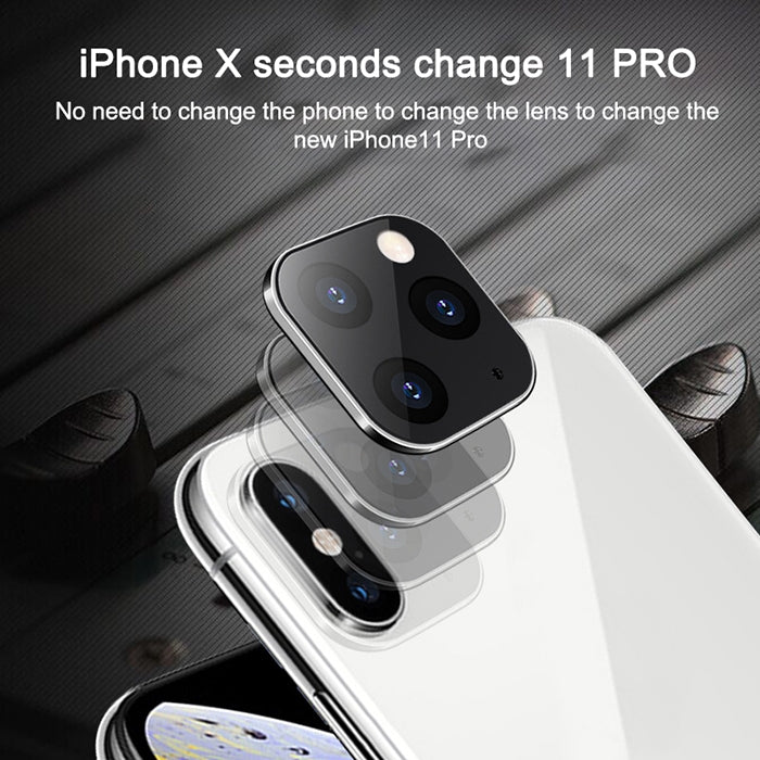 For iPhone X / XS / XS Max 3-lens Style Metal Rear Camera Lens Protector Film(Gold)