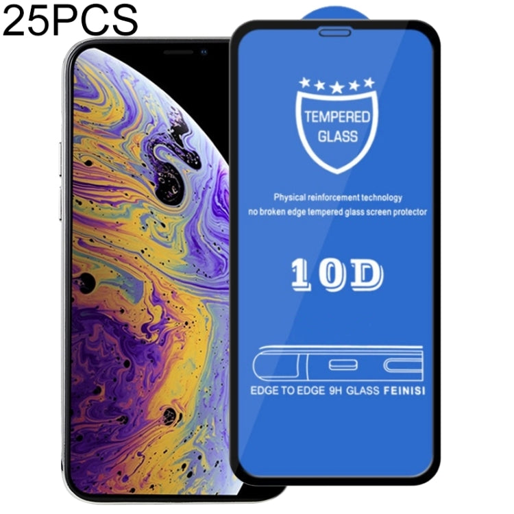 For iPhone 11 Pro / XS / X 25pcs 9H 10D Full Screen Tempered Glass Screen Protector