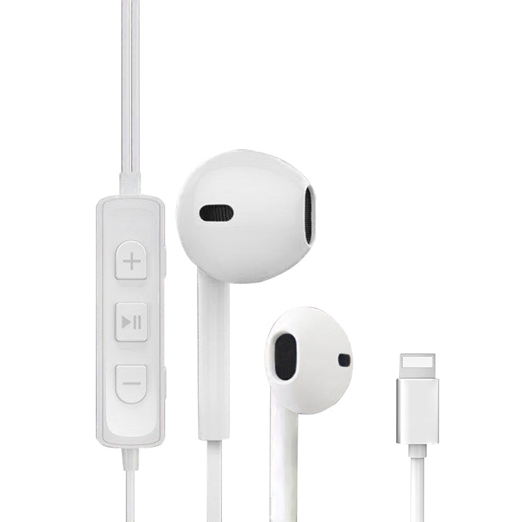 8 Pin Interface Wired Earphone Live Sound Card Headphone with Mic & Line Control (White)