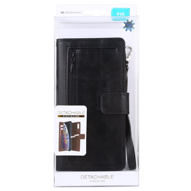 For iPhone XR GOOSPERY DETACHABLE DIARY Horizontal Flip Leather Case with Holder & Card Slots & Zipper & Wallet