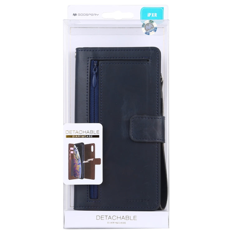 For iPhone XR GOOSPERY DETACHABLE DIARY Horizontal Flip Leather Case with Holder & Card Slots & Zipper & Wallet