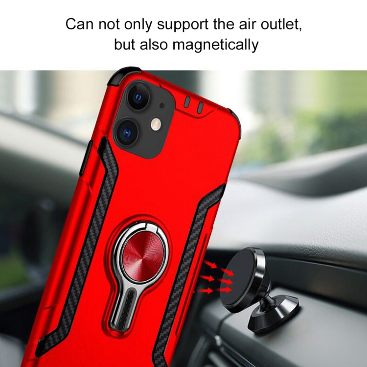 For iPhone 11 Metal Ring Holder 360 Degree Rotating TPU + PC Protective Case