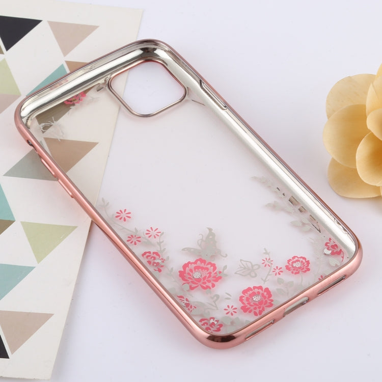 For iPhone 11 Flowers Patterns Electroplating Soft TPU Protective Cover Case