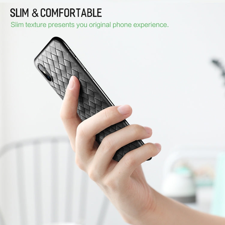 For iPhone XS Max ROCK Slim Weave Style TPU Soft Case