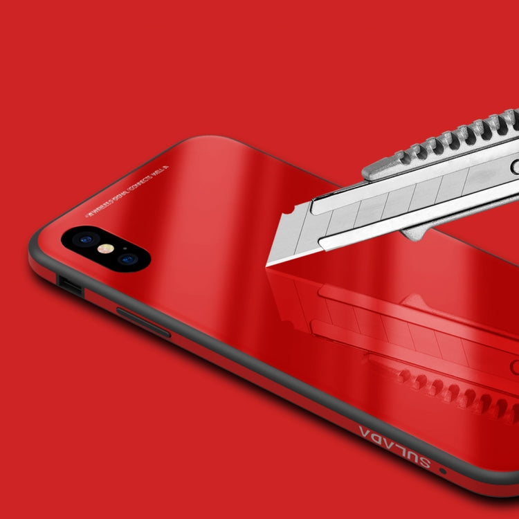 For iPhone XS Max SULADA Metal Frame Toughened Glass Case
